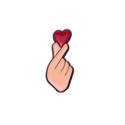 " Finger Heart " Enamel Pins