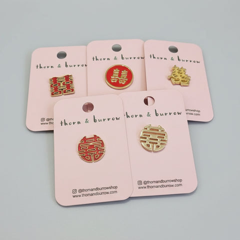 " Double Happiness " T&B Enamel Pins