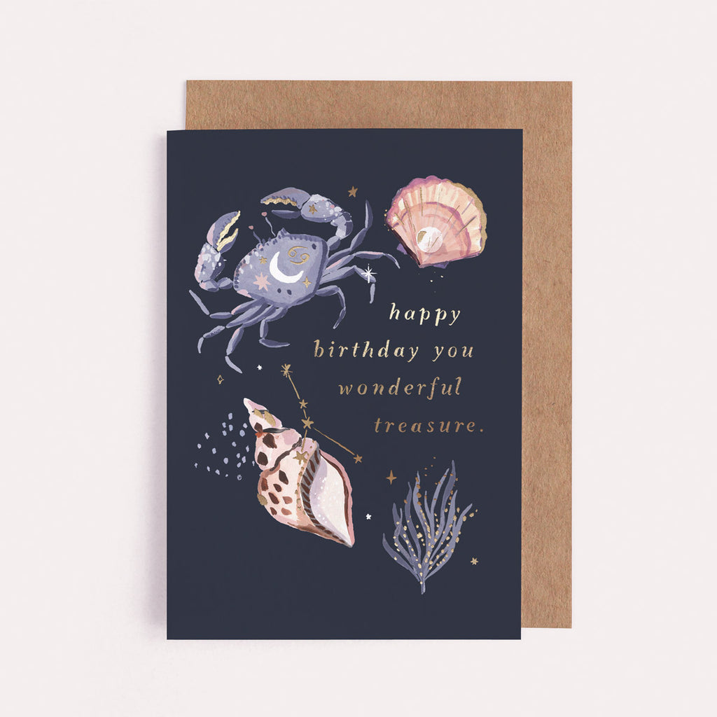 Cancer Star Sign Treasure Zodiac Birthday Card