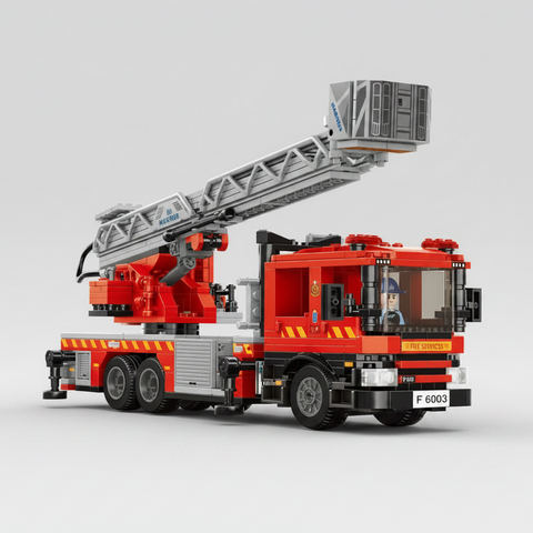 Hong Kong Fire Engine 55m Turntable Ladder Building Blocks Set