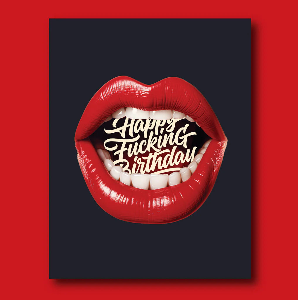 Front view of Hot Lips Birthday Card