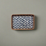 Blue Fish Shell Inlay Woven Rattan Serving Tray - Thorn and Burrow