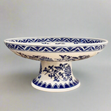 Blue & White Ceramic Pedestal Stand - Thorn and Burrow