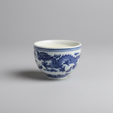 Blue & White Chinese Traditional Tea Cup with Candle
