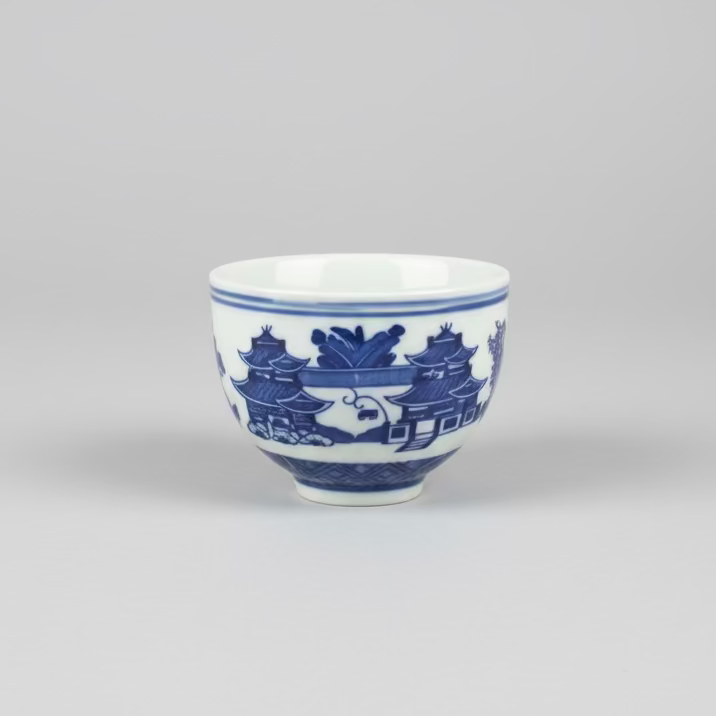 Blue & White Chinese Traditional Tea Cup with Candle