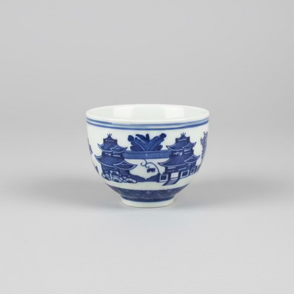 Blue & White Chinese Traditional Tea Cup with Candle