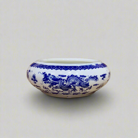 Blue & White Dragon Planter Pot with Candle - Large