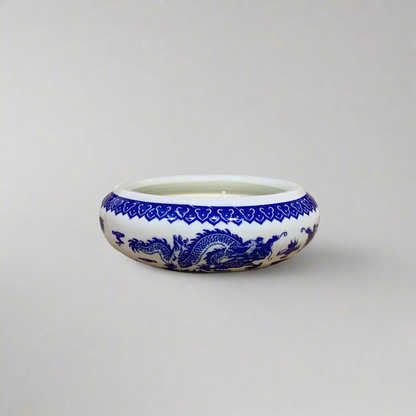 Blue & White Dragon Planter Pot with Candle