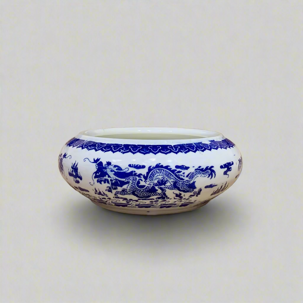 Blue & White Dragon Planter Pot with Candle