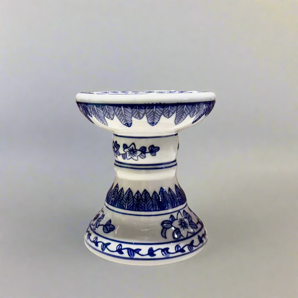 Blue & White Ceramic Candleholder - Thorn and Burrow