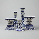 Blue & White Ceramic Candleholder - Thorn and Burrow