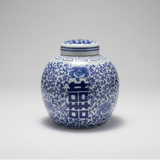Blue & White Ceramic Round Ginger Jar