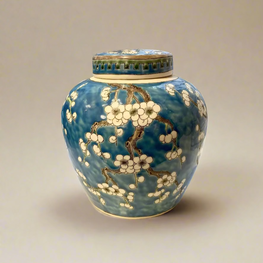 Cherry Blossom Ceramic Round Ginger Jar with Lid