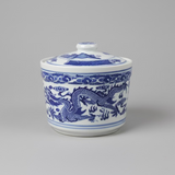 Chinese Blue & White Ceramic Soup Bowl with Lid and Candle