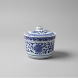 Chinese Blue & White Ceramic Soup Bowl with Lid and Candle