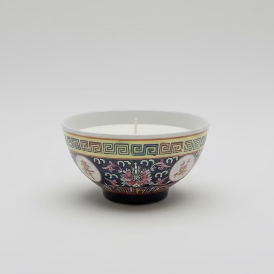 Colourful Chinese Rice Bowl with Candle