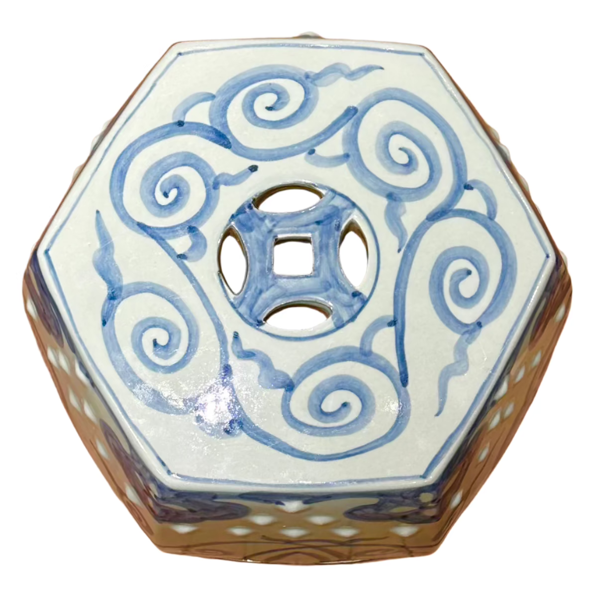 Chinoiserie Blue Cloud Ceramic Stool