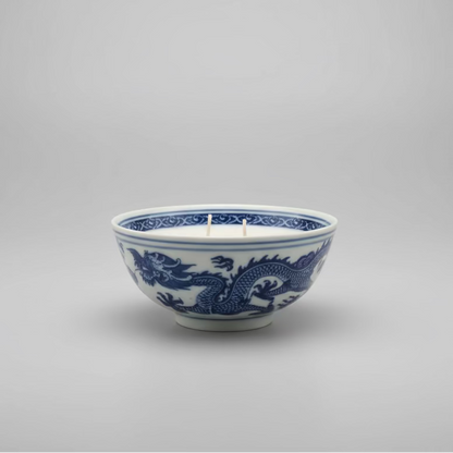 Blue & White Chinese Rice Bowl with Candle