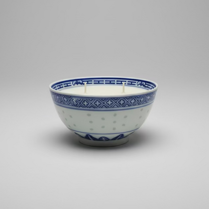 Blue & White Chinese Rice Bowl with Candle