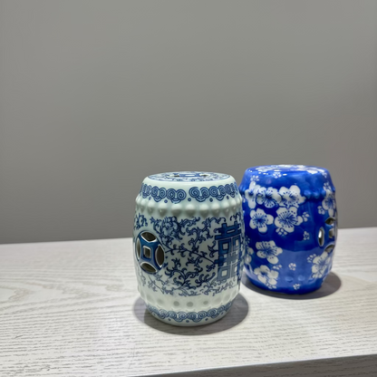 Blue & White Miniature Ceramic Stool