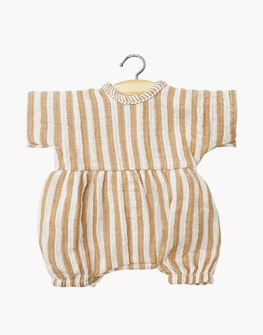 Babies – Noa romper in beige Zephyr striped cotton gauze | for Minikane 28cm Babies dolls and babies