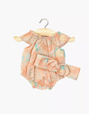 Babies – Clara romper and its Aquarius cotton headband | for Minikane Gordis 34 & 37cm