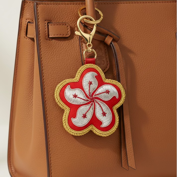 EMBROIDERED Bag Charm : Bauhinia Flower