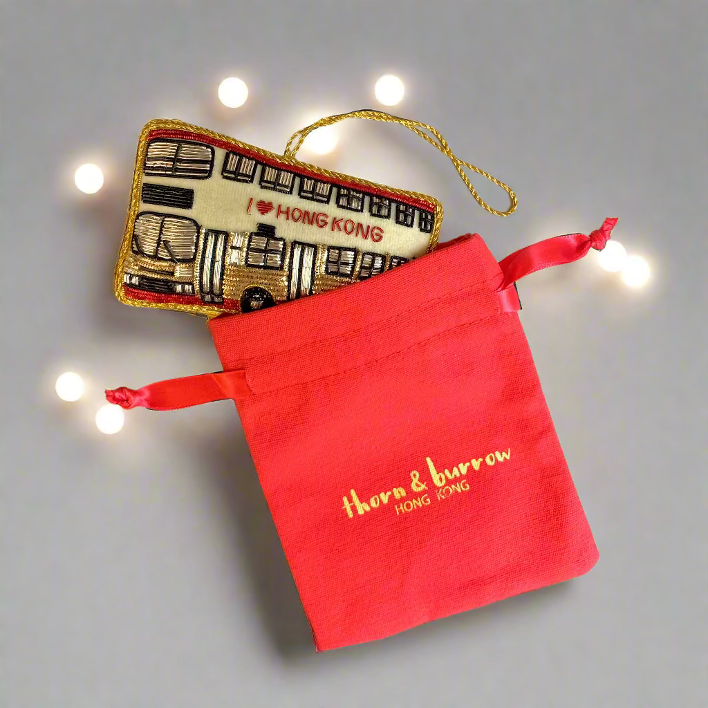 EMBROIDERED ORNAMENT : Double Decker Bus