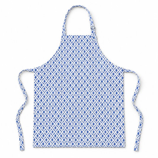Thorn & Burrow Ginger Jar Apron, blue, on a white background