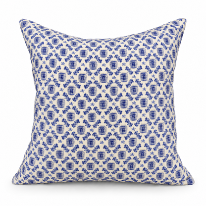 blue ginger jar cushion cover on a white background