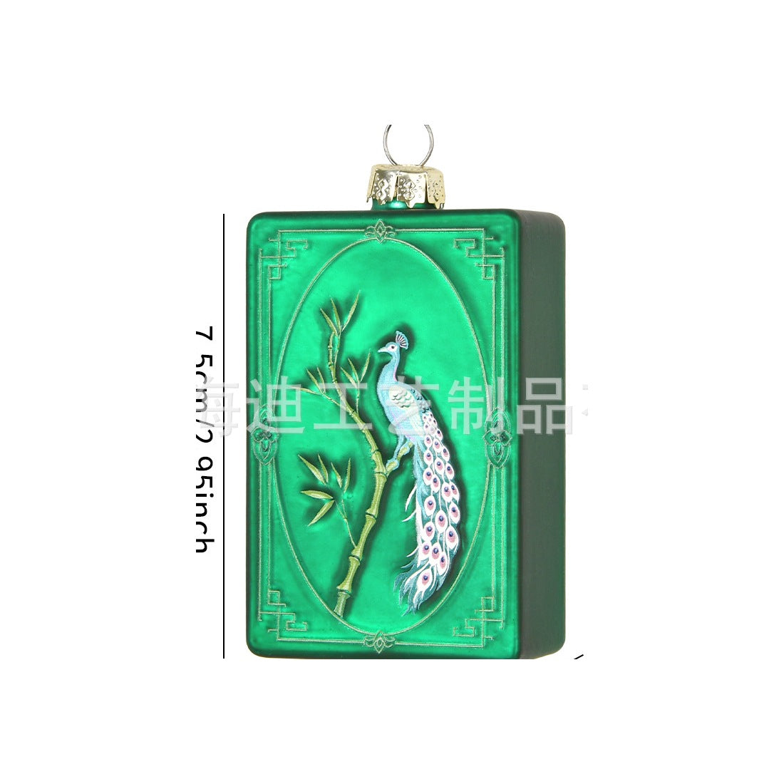 Mahjong Peacock hand-painted glass hanging ornament