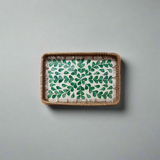 Green Leaves Shell Inlay Woven Rattan Serving Tray - Thorn and Burrow
