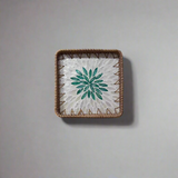 Green Petals Shell Inlay Woven Rattan Serving Tray - Thorn and Burrow
