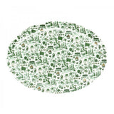 New HK Toile Oval Platter - Green & Gold