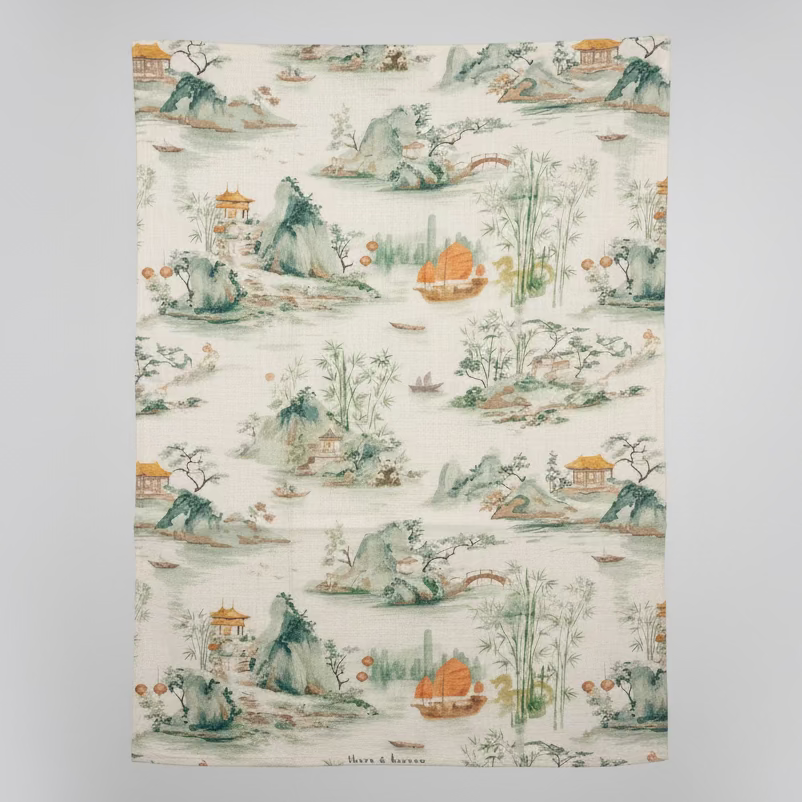 Hong Kong Bamboo Serenity Tea Towel - Thorn and Burrow