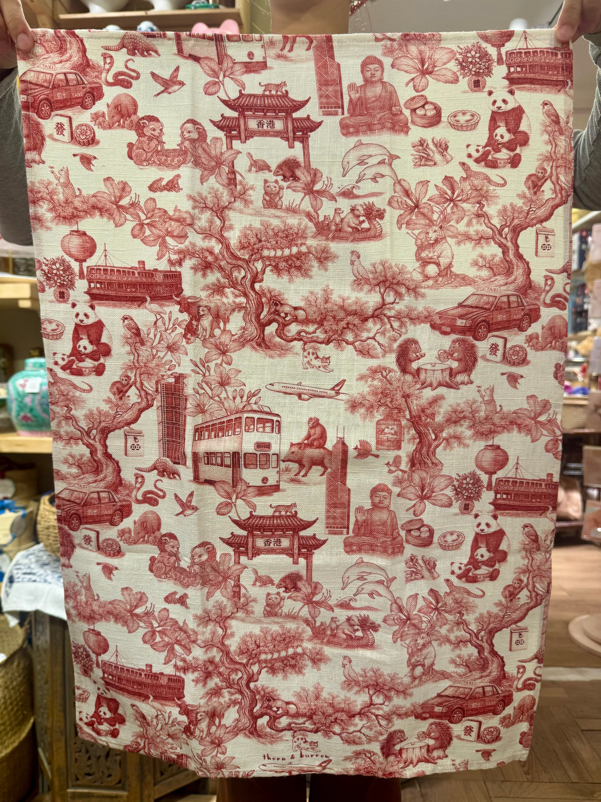 Hong Kong Chinoiserie Tea Towel - Thorn and Burrow