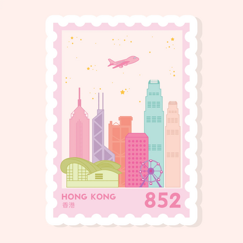 Hong Kong Skyline Stamp - Glitter Vinyl Sticker