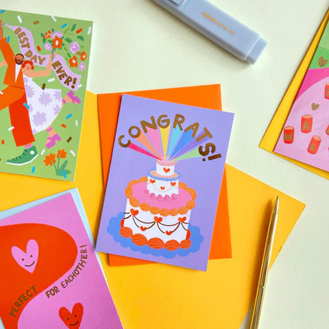 " Congrats Wedding Cake " Greeting Card