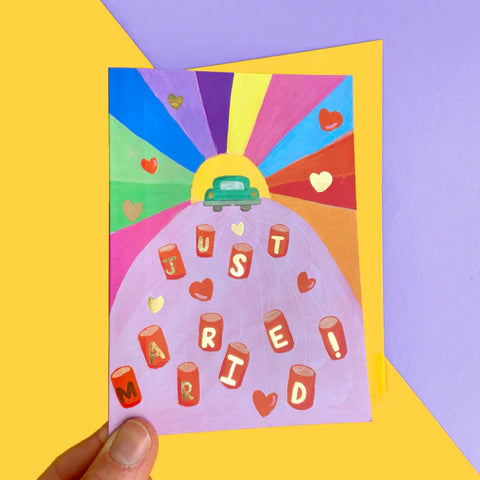 " Wedding Car Just Married " Greeting Card