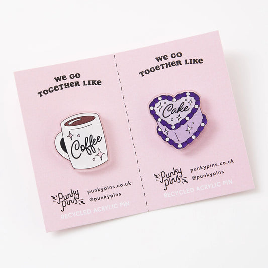 " Coffee & Cake " Acrylic Pin Pair