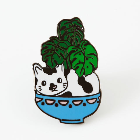 " Cat Plant " Enamel Pin