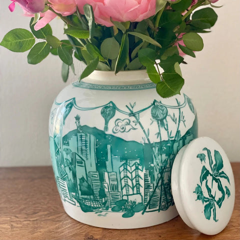 " Hong Kong Homage " Ginger Jar in Jade Green - The Ginger Jar Lamp Co.
