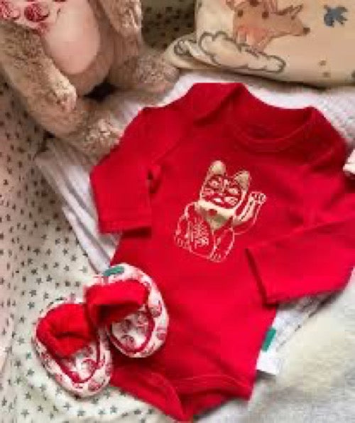 Product image of Lucky Cat Red Baby Bodysuit