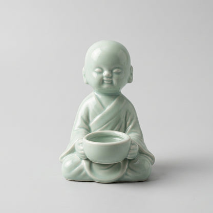 Little monk ceramic bowl in soft green glaze