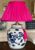 Magenta Silk Dupion Gathered Lamp Shade - The Ginger Jar Lamp Co.