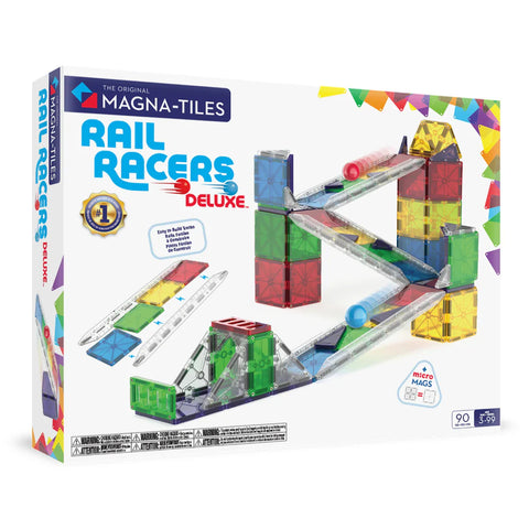 MAGNA-TILES 90 Piece Set Rail Racers Deluxe