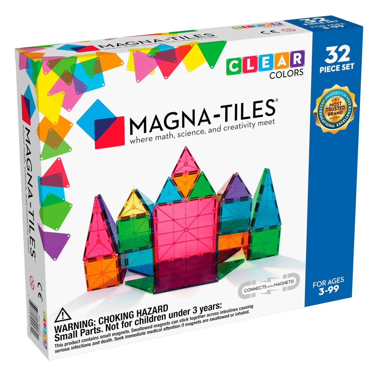 MAGNA-TILES Classic Clear Colors 32-Piece Set