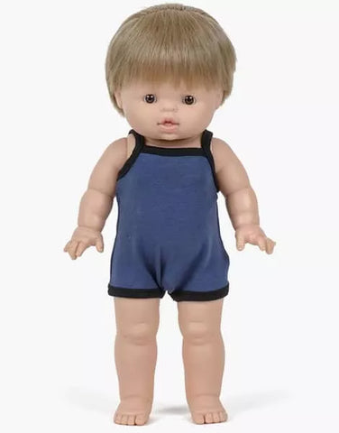 Minikane Archie, 37cm standing Gordis doll in ultramarine blue Gilda swimsuit