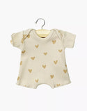 Babies – Ribbed knit shorty bodysuit with little beige hearts | for Minikane Babies 28cm dolls and babies