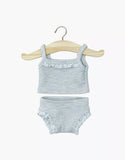 Babies – Girls' underwear in heather blue ribbed edging and lace | for Minikane Gordis 34 & 37cm